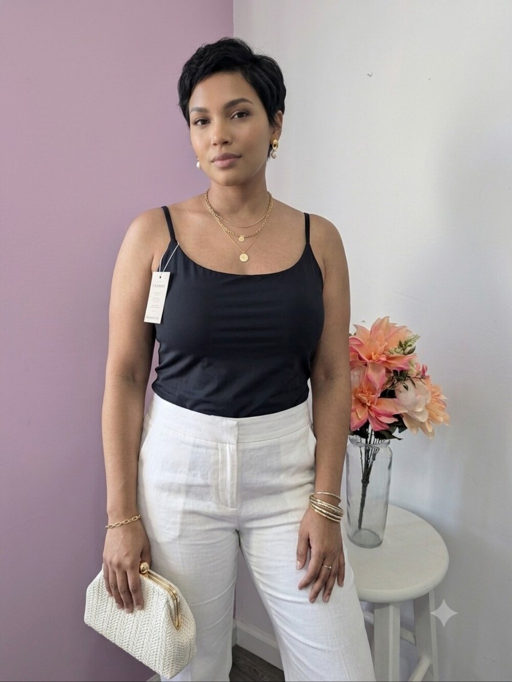 PINKMSTYLE Black Cami Tank Top – Size L (New with Tags)
